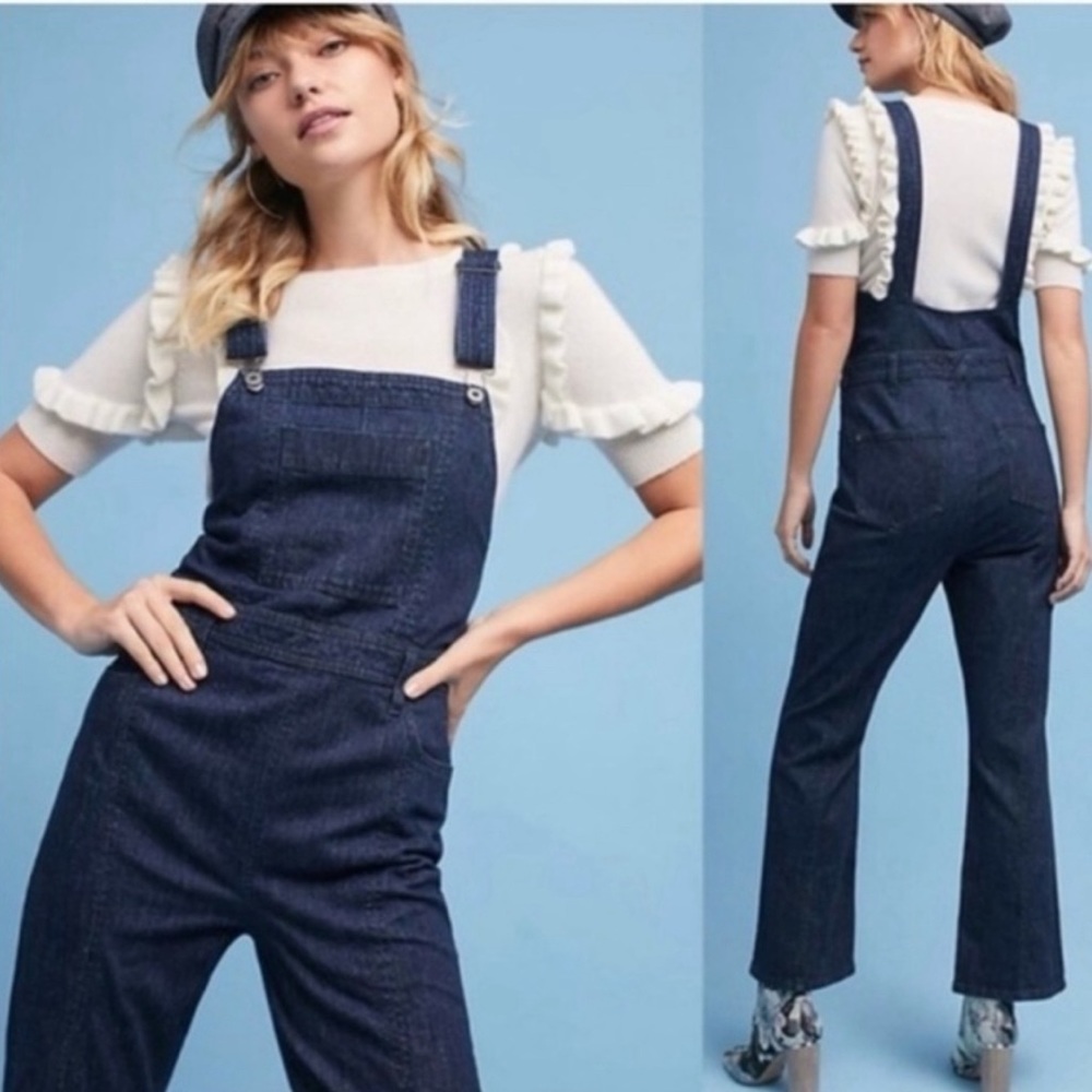 Pilcro and the Letterpress Dark Blue Denim Wide Leg Overalls
